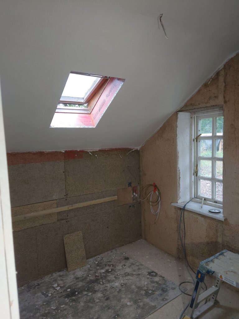 Diathonite cork lime plaster work in progress Northumberland